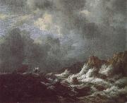 Rough Sea with Sailing vessels off a Rocky coast Jacob van Ruisdael